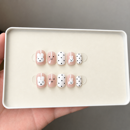 Milk White Bunny Polka Dot Press-On Nails product image