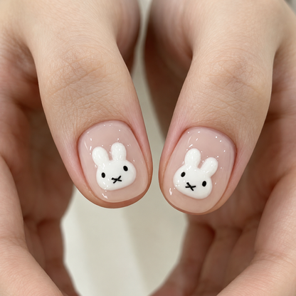 Milk White Bunny Polka Dot Press-On Nails product image
