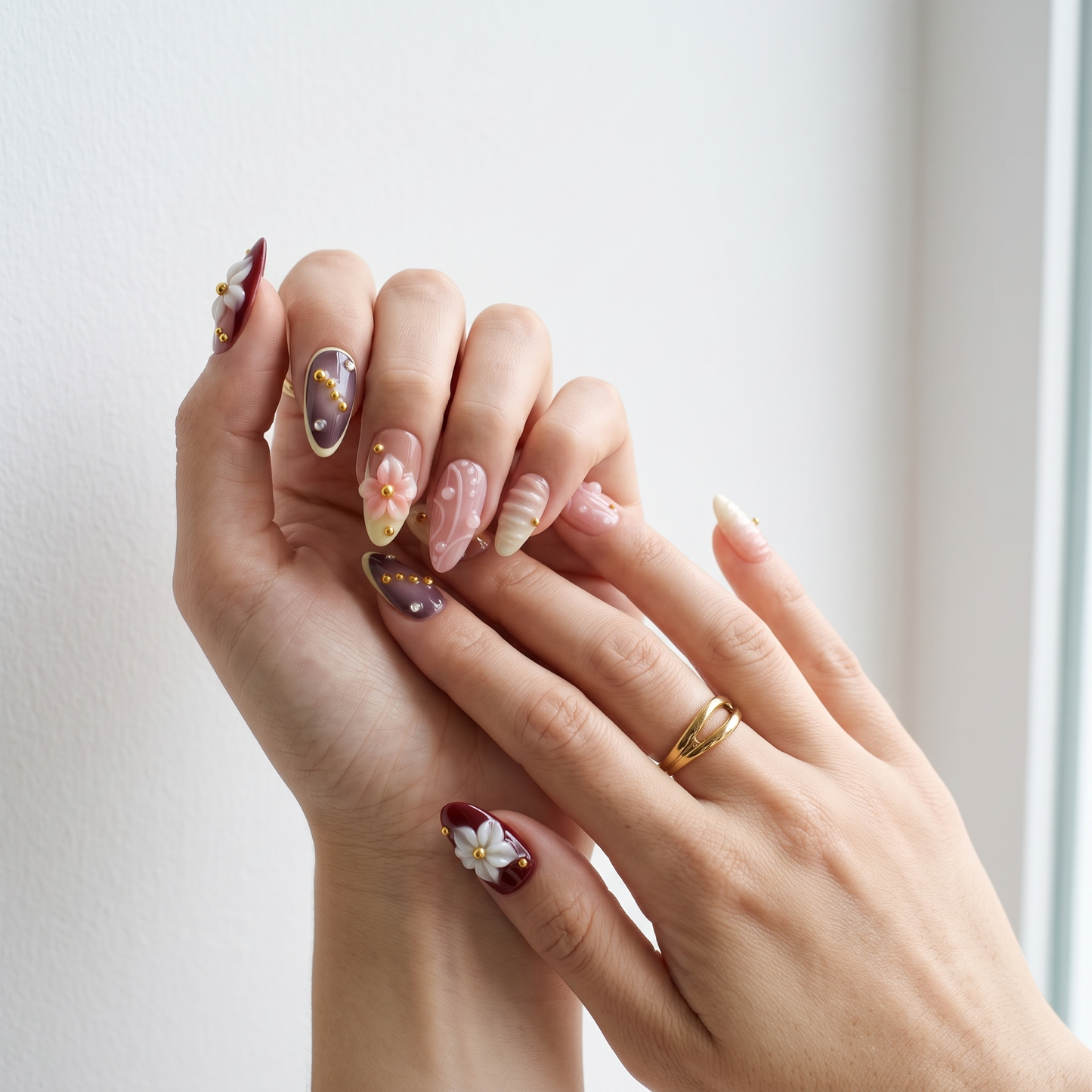 French Camellia Floral Press-On Nails