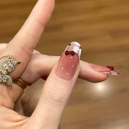 ins手绘kitty猫眼纯手工穿戴甲长款氛围感显白美甲贴片假指甲批发