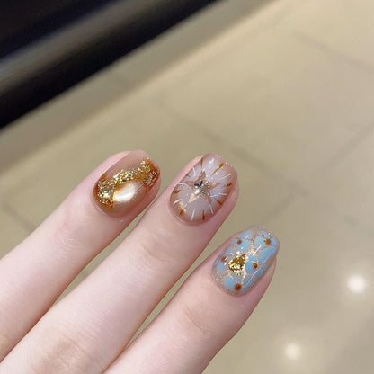 手绘星星猫眼纯手工穿戴甲短款精品显白气质美甲假指甲贴片批发